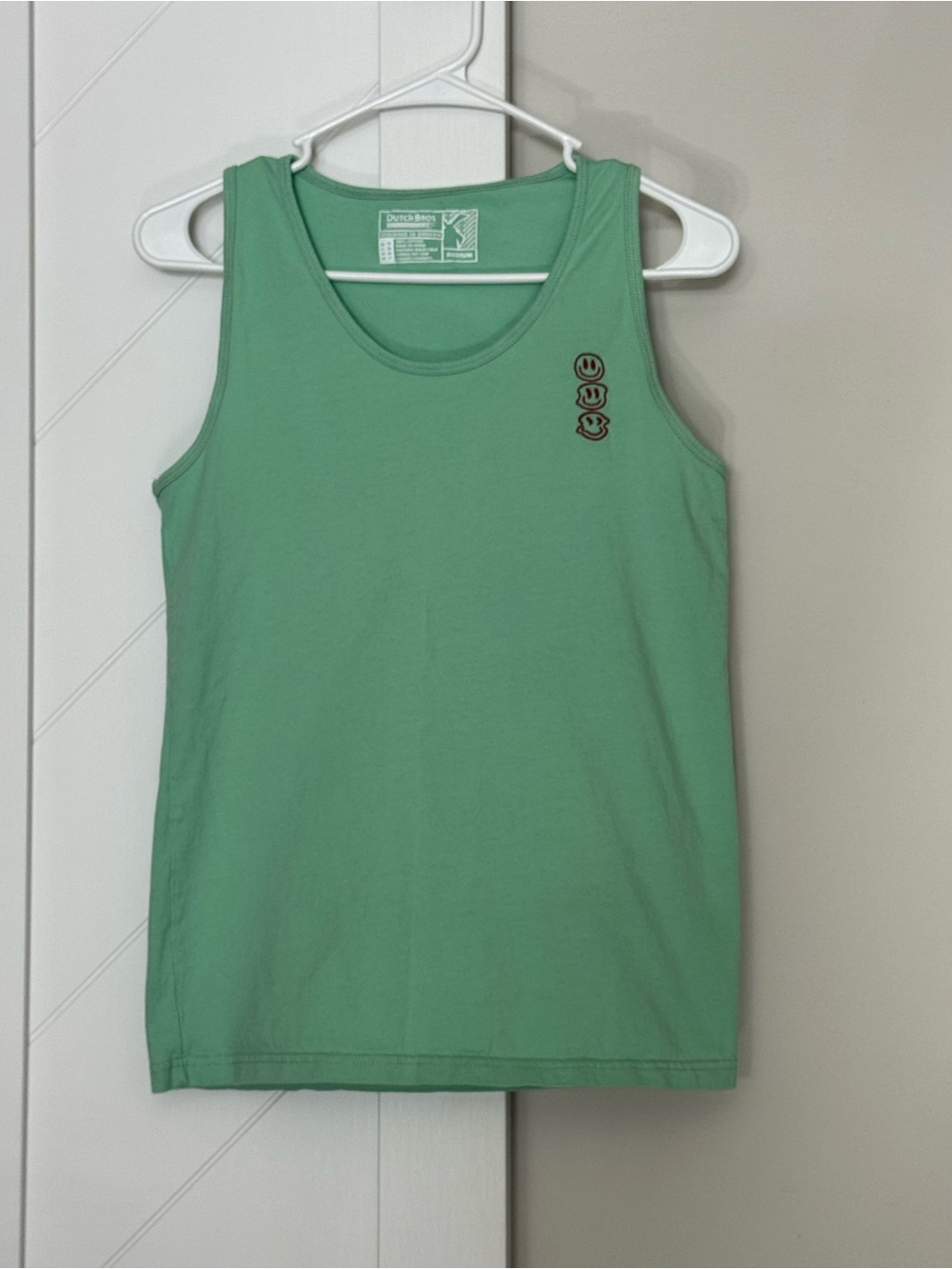 Dutch Bros Good Vibes Melty Happy Face Tank Top Medium Mint Green - Picture 5 of 7